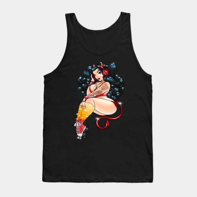 Sparkle Roller Demon pinup Tank Top by Becca Whitaker